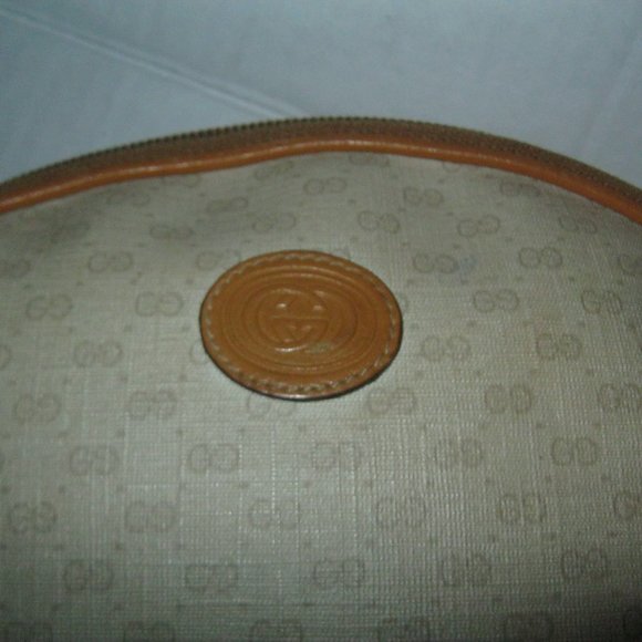 ❤️Authen GUCCI Micro G Logo Print Tan Canvas Ltr Coated Canvas Canteen Crossbody - Picture 3 of 10